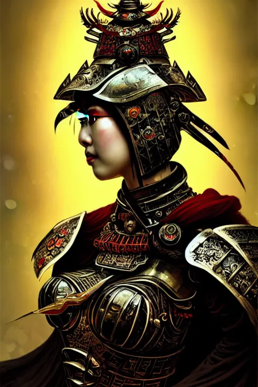Prompt: beautiful and divine and luxury and evil and dieselpunklpunk three kingdom chinese female armor knight portrait, fighting in the chinese palace, ssci-fi, fantasy, neon light, fantasy, intricate complexity, human structure, human anatomy, hyperrealism 8k, art and illustration by tian zi and craig mullins and WLOP and alphonse mucha,