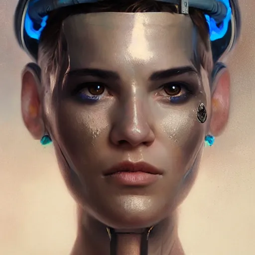 Image similar to hyperrealistic cyborg genie, portrait by greg rutkowski