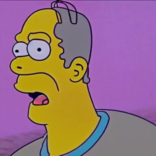 Image similar to a still of homer simpson in evil dead ( 1 9 8 1 )