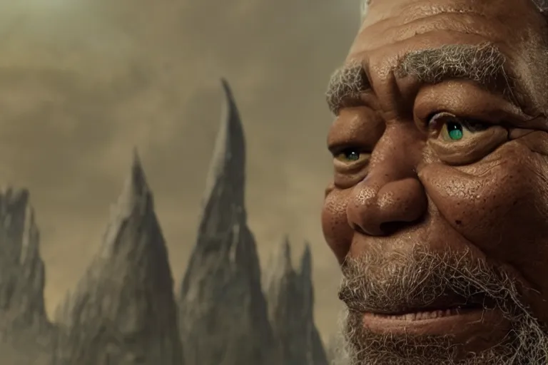 Image similar to morgan freeman as gimli in lord of the rings, still from a pixar movie, high quality 3 d render, movie, pixar, renderman, 4 k, artstation