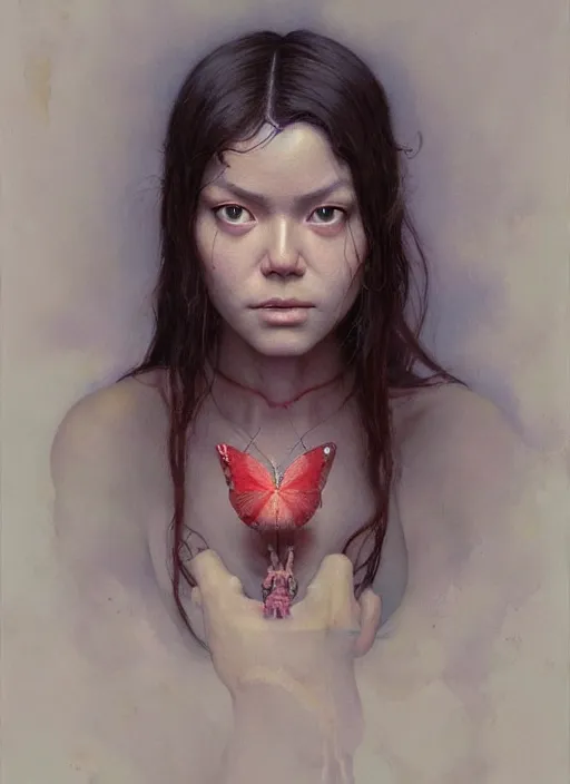 Image similar to a hyper realistic painting of olivia rodrigo, gorgeous lighting, painting by chiara bautista and beksinski and norman rockwell and greg rutkowski weta studio, and lucasfilm