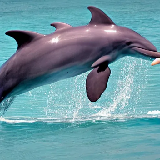 Image similar to a dolphin with elephant's trunk, trunked dolphin