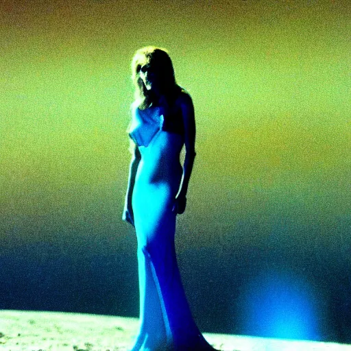 Image similar to celine dion becomes melted liquid mercury in the desert, sci fi from the 8 0's photography, 4 k ultradetailed