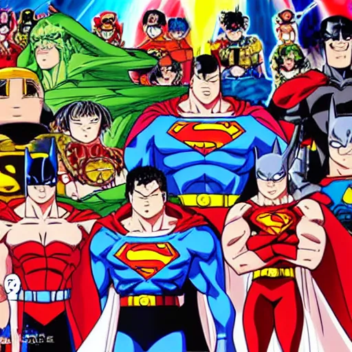Prompt: justice league in anime style by akira toriyama