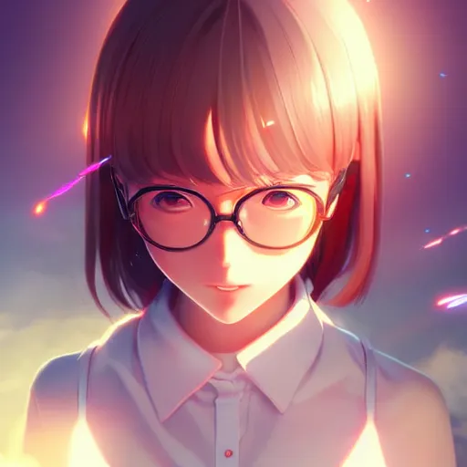 Image similar to high school girl shattering dimensions, digital anime art, wlop, sakimimichan, ilya kuvshinov, artgerm