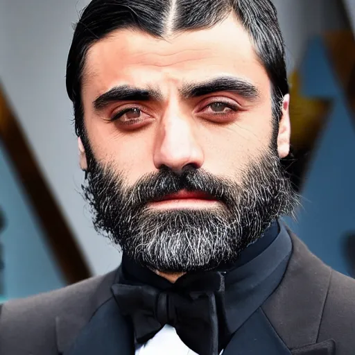 Image similar to photo of bearded oscar isaac as leto areides in the dune universe