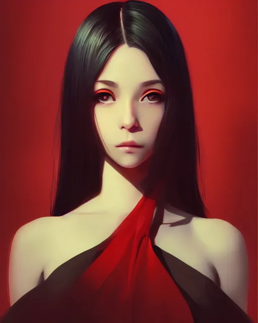 Image similar to a centered portrait of a beautiful nervous girl, in the style of artgerm ross tran, by ilya kuvshinov. 7 0 mm