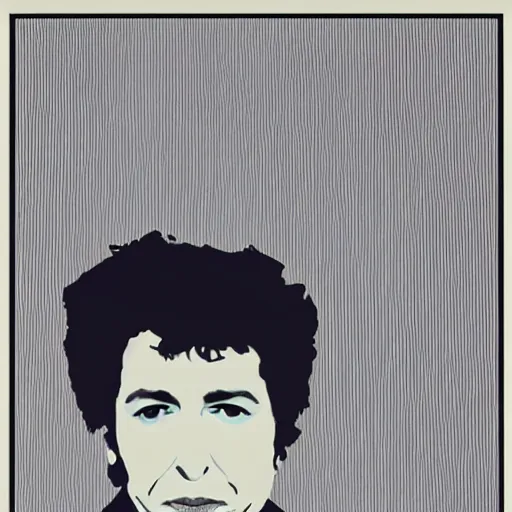 Prompt: minimalist graphic design portrait of bob dylan by paul rand