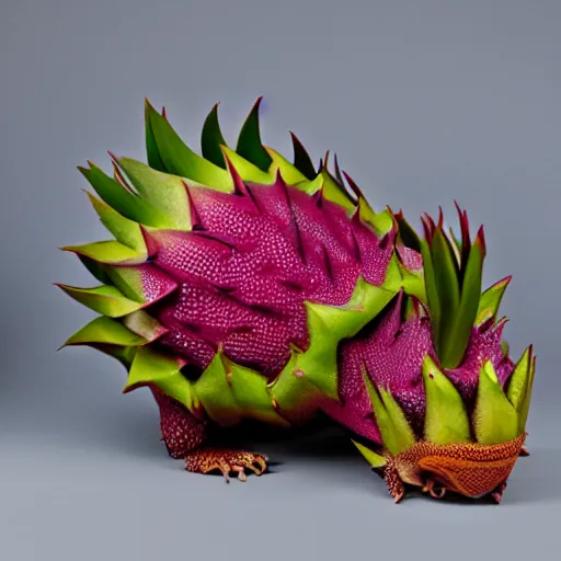 Prompt: a dragonfruit pangolin