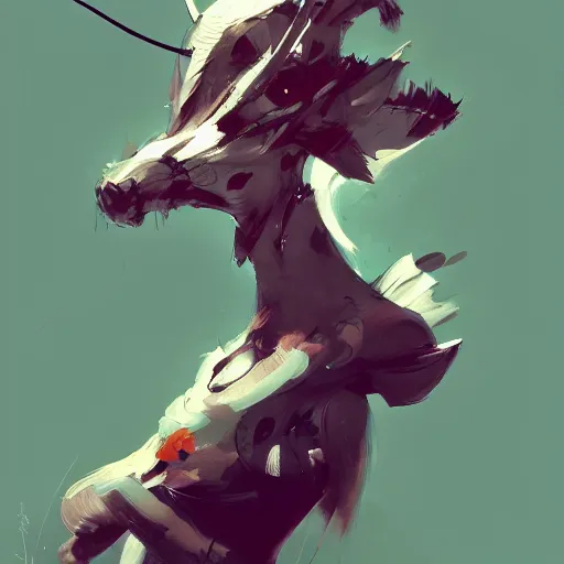 Image similar to ! dream concept art of anthropomorphized animal, highly detailed painting by dustin nguyen, akihiko yoshida, greg tocchini, 4 k, trending on artstation, 8 k