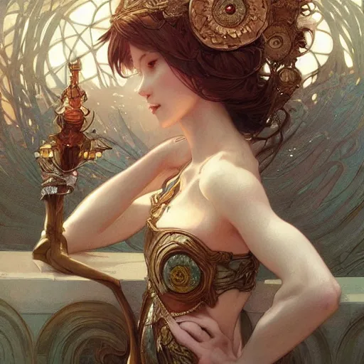 Image similar to cat, fantasy, intricate, elegant, highly detailed, digital painting, artstation, concept art, matte, sharp focus, illustration, art by artgerm and greg rutkowski and alphonse mucha