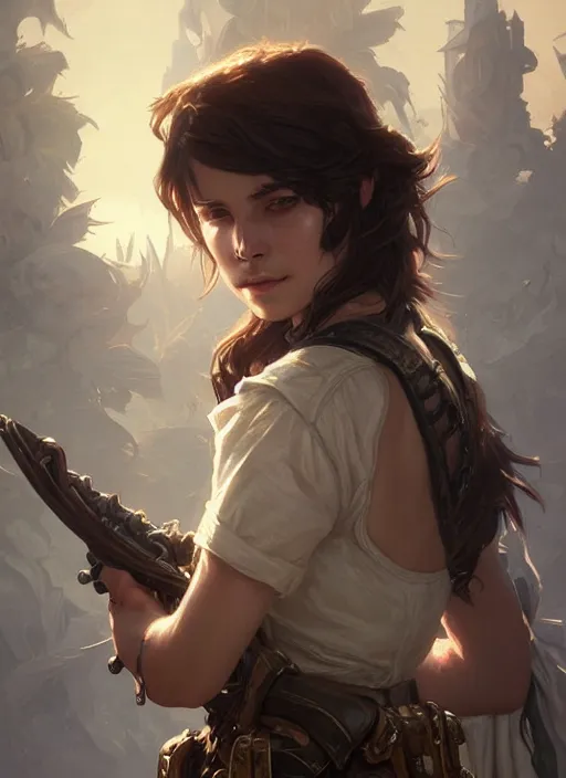 Image similar to carl grimes, d & d, fantasy, intricate, elegant, highly detailed, digital painting, artstation, concept art, matte, sharp focus, illustration, hearthstone, art by artgerm and greg rutkowski and alphonse mucha