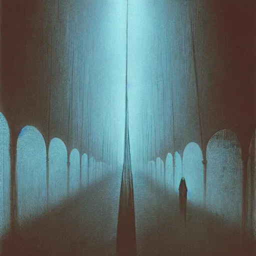 Image similar to Commuter ghost. Zdzisaw Beksinski.