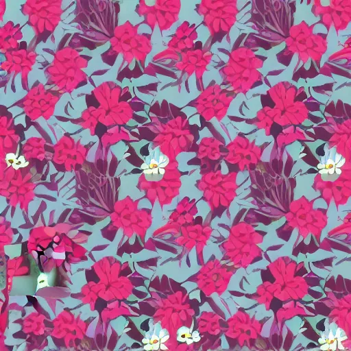 Image similar to brushed loose floral fashion print flat flower repeat swatch inspired by wgsn trend with lots of negative space