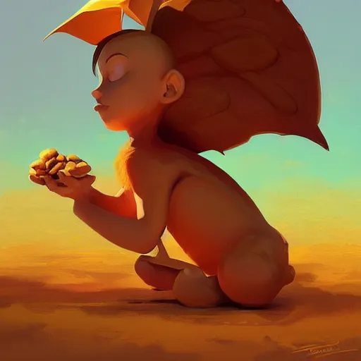 Image similar to peanut, peanut with wings, flying peanut, peanuts behance hd artstation by Jesper Ejsing, by RHADS, Makoto Shinkai and Lois van baarle, ilya kuvshinov, rossdraws