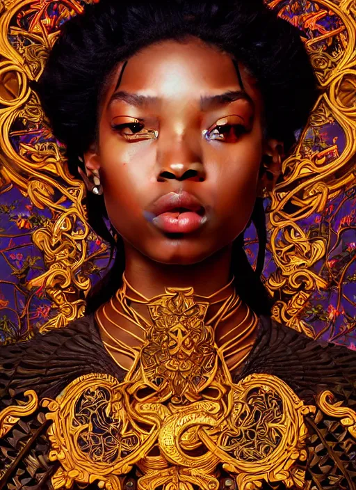 Prompt: : sango fantasy, fantasy magic, , intricate, sharp focus, illustration, highly detailed, digital painting, concept art, matte, Artgerm and Paul lewin and kehinde wiley, masterpiece