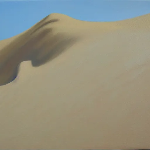 Prompt: oil painting painting of a sand dune shaped like a woman lying on her side