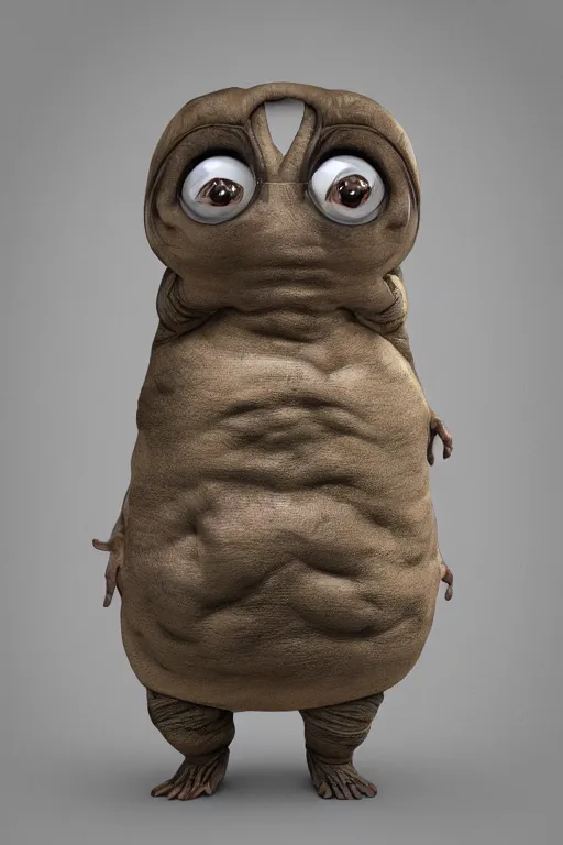 Image similar to anthropomorphic tardigrade, high detail, symmetrical, anatomically accurate, octane render,