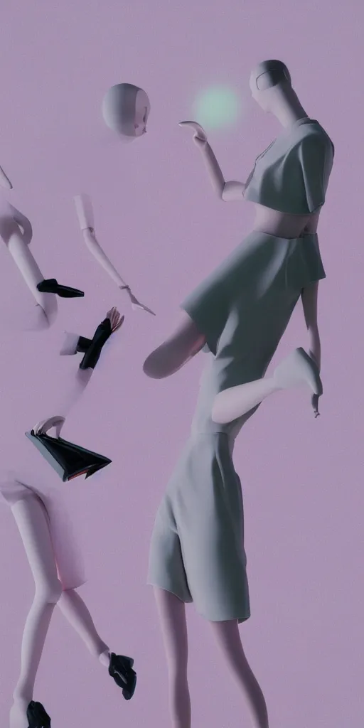 Image similar to 3d matte render, mannequins, dj rave party, Hsiao-Ron Cheng, pastel colors, hyper-realism, pastel, polkadots, minimal, simplistic, amazing composition, vaporwave, wow, Gertrude Abercrombie, Beeple, minimalistic graffiti masterpiece, minimalism, 3d abstract render overlayed, black background, psychedelic therapy, trending on ArtStation, ink splatters, pen lines, incredible detail, creative, positive energy, happy, unique, negative space, pure imagination painted by artgerm