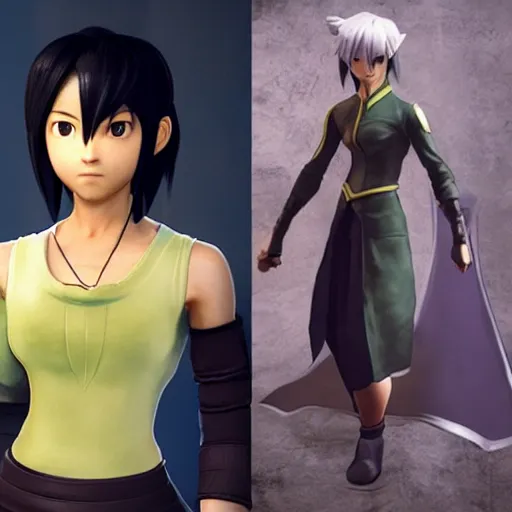 Image similar to toph beifong in final fantasy vii remake, character render, full body shot, highly detailed, in game render