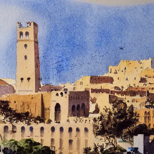 Image similar to tunis in the 1 8 0 0 s, watercolor, history, city