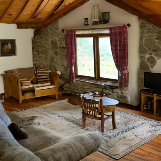 Image similar to photo of interior of cozy stone cottage