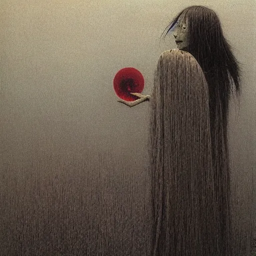 Prompt: scary japanese horror movie by Beksinski