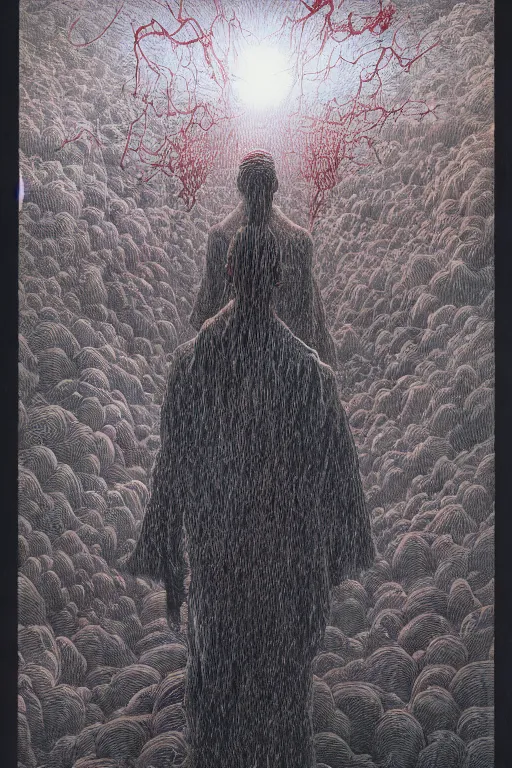 Prompt: 中 元 节, 中 国 鬼 节, king of hell, inside page of comic book, psychedelic lights and fog, in the style of zdzislaw beksinski, ayami kojima, takato yamamoto, barclay shaw, karol bak, glowing light and shadow, hyperrealist, 8 k