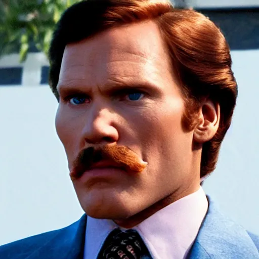 Image similar to Live Action Still of Jerma985 in Anchorman: The Legend of Ron Burgundy, real life, hyperrealistic, ultra realistic, realistic, highly detailed, epic, HD quality, 8k resolution, body and headshot, film still