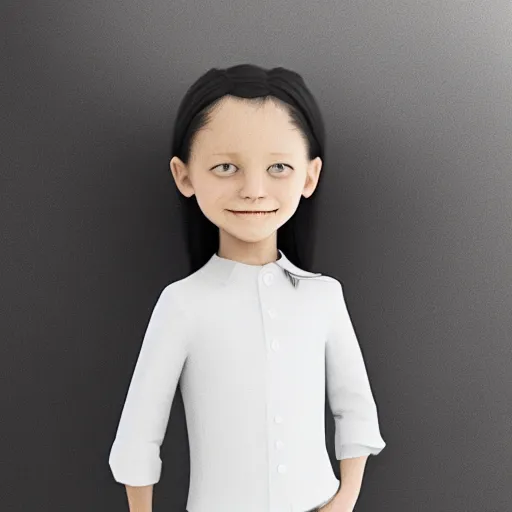 Image similar to a little girl wearing a white shirt and black pants, concept art by xi gang, trending on instagram, neo - dada, official art, iso 2 0 0, rendered in maya,