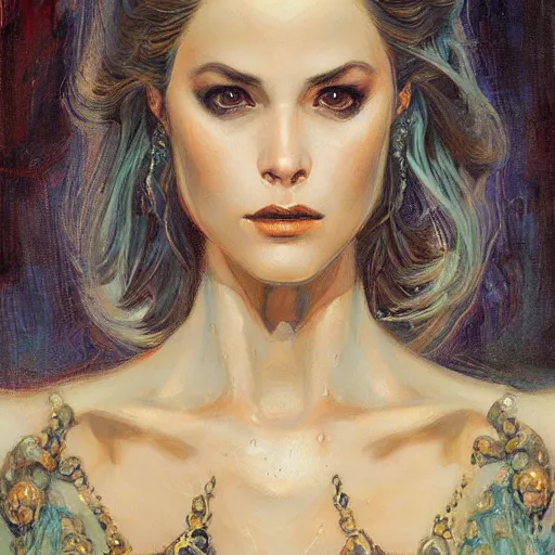 Image similar to a painting in the style of donato giancola, and in the style of charlie bowater, and in the style of charles dulac. smooth, sharp focus, semi - realism.