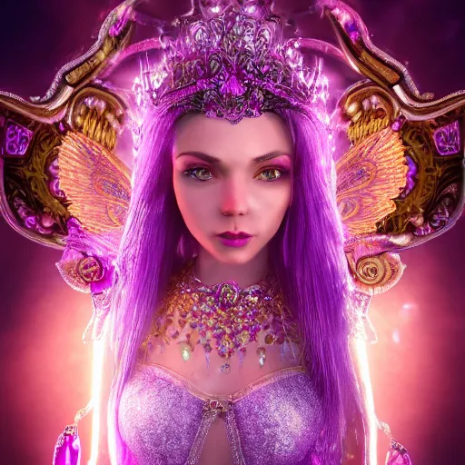 Image similar to portrait princess of amethyst, glowing, ornate and intricate purple jewelry, jaw dropping beauty, glowing background lighting, purple accent lighting, hyper detailed, fairy tale, 4 k octane render