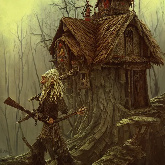 Image similar to baba yaga, slavic folk fairytale, story, fable, dramatic, fantasy art, an ultrafine detailed painting, academic art, ornate, inticate, elegant, sharp focus, artstation, by pavel korin, viktor vasnetsov