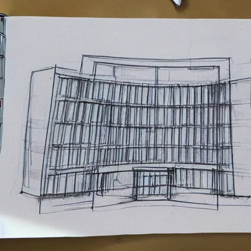 Prompt: a rough sketch of a futuristic building