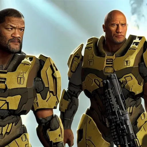 Image similar to Laurence Fishburne and Dwayne Johnson in Halo