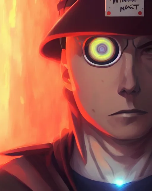 Image similar to elon musk in naruto as a hidden leaf village ninja, close up portrait, details, sharp focus, illustration, by jordan grimmer and greg rutkowski, trending artstation, pixiv, digital art