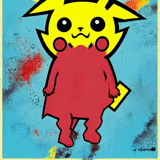 Pikachu Cyborg in Red surrounded by cables, 19th, Stable Diffusion