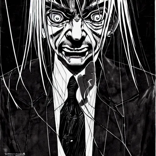 Image similar to Mr Bean looking sinister, by Tsutomu Nihei, highly detailed