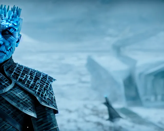 Image similar to clear ice block of justin sun as night king in game of thrones, 4 k, epic, cinematic, focus, movie still, fantasy, extreme detail, atmospheric, dark colour, sharp focus