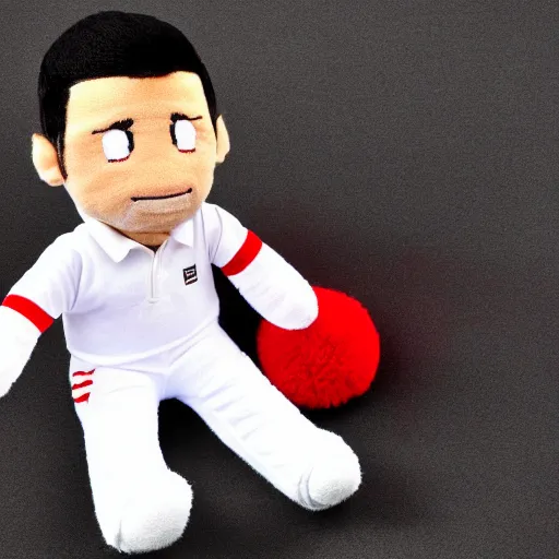 Prompt: novak djokovic as plushie toy