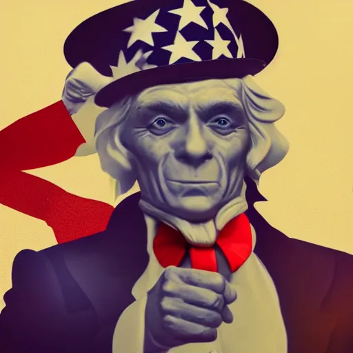 Prompt: uncle sam as a real person, photograph, octane render, hyperreal