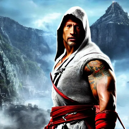 Image similar to dwayne johnson as ezio auditore