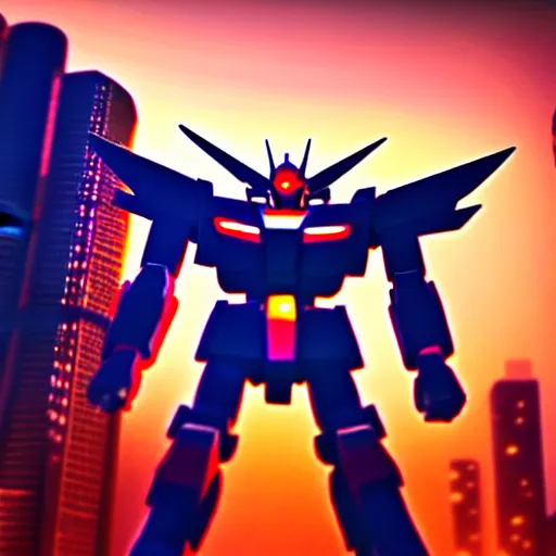 Prompt: a Gundam Barbatoss in futuristic Tokyo, Shibuya prefecture, city sunset, cinematic color, photorealistic, highly detailed