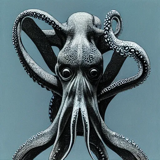 Prompt: logo profile photo of an octopus by beksinski, mc escher tessellation, artstation,