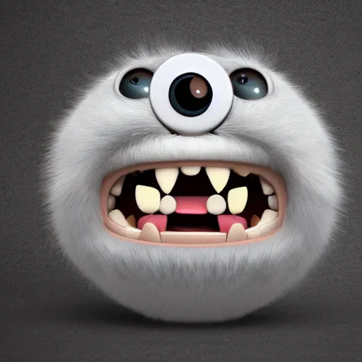 Image similar to cute little furry baby monster in the style of Pixar, product photography, centered