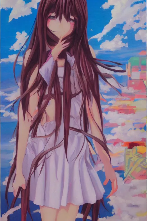 Prompt: y 2 k anime girl, oil on canvas