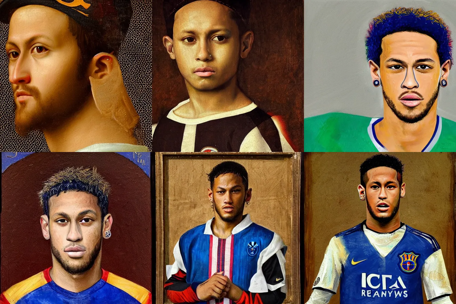 Prompt: A Renaissance portrait painting of Neymar