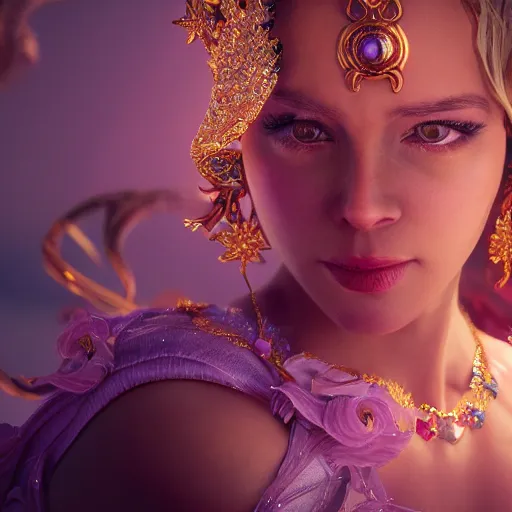 Image similar to portrait of wonderful princess of amethyst with fair skin, ornate 8 k gorgeous intricate detailed, accent lighting, dramatic light, octane render