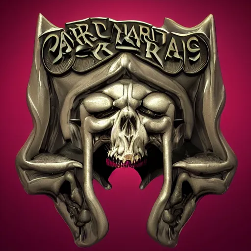 Image similar to 3d sculpt of an archway sign for a heavy metal inspired circus called 'the dark metal carnival', artstation, digital illustration