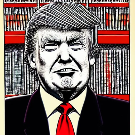 Image similar to a portrait of dONALD tRUMP drawn by Robert Crumb